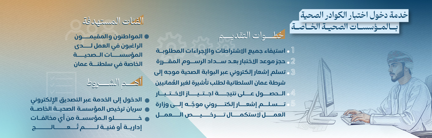 خدمة دخول اختبار للكوادر الصحية للمؤسسات الخاصة