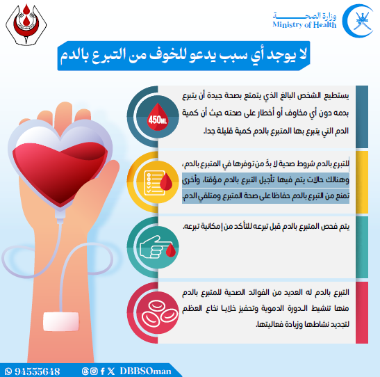لا يوجد اي سبب يدعو للخوف من التبرع بالدم-باللغة العربي